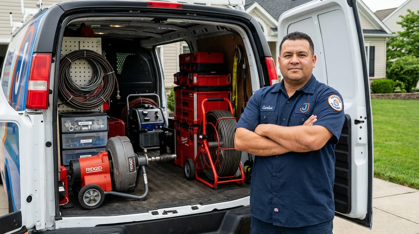 Professional drain cleaning equipment and Johns Plumbing LLC plumber in Bluff City