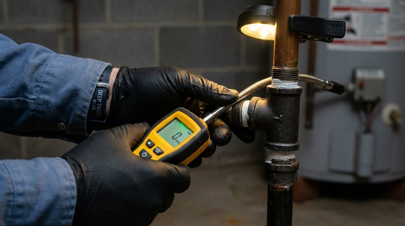 Gas leak detection with electronic sniffer by Johns Plumbing LLC in Bluff City