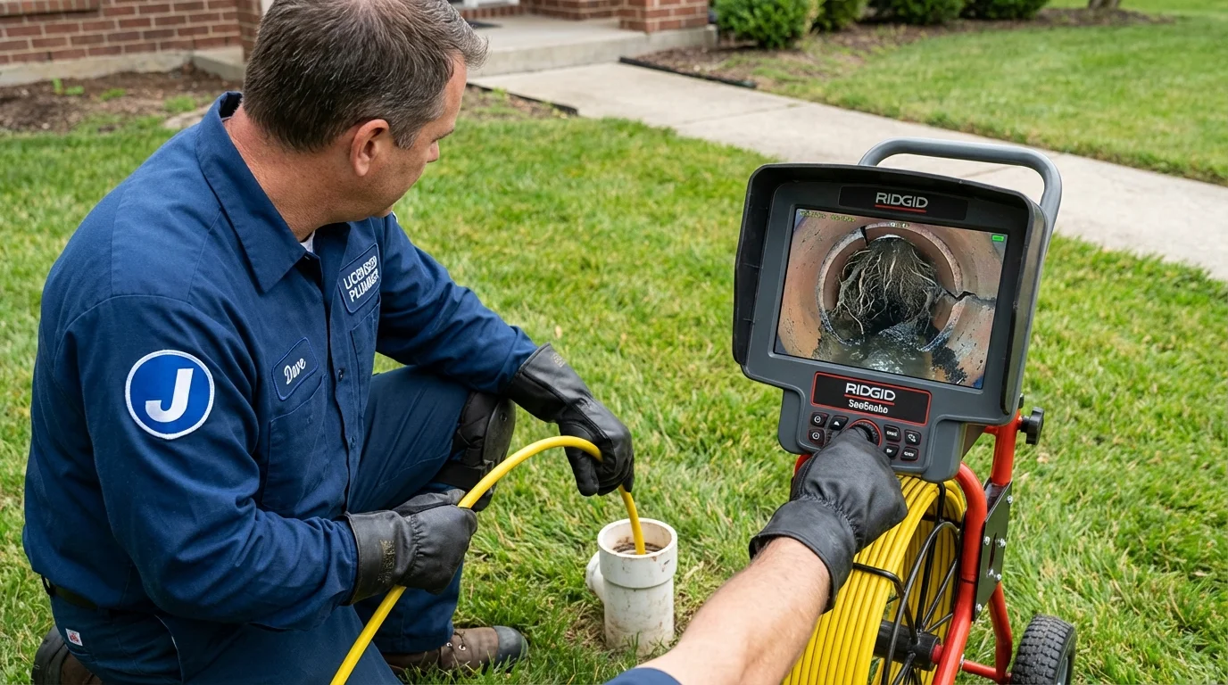 Sewer camera inspection being performed by Johns Plumbing LLC in Bluff City